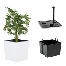 Blumenkübel mit Bewässerungssystem Hochglanz Blumentopf Weiß L 24x24x26 cm