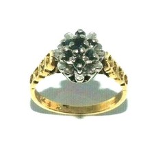 Damen Prunkvoller 18ct Gelbgold Und Platin Ring Mit Saphiren, UK Größe L