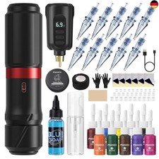 PFARRER Wireless Rotary Tattoo Maschine Pen Set with Power Supply LCD digital