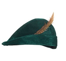 Grüner Samt Hut mit Feder