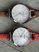 Fossil Georgia Damenuhren – 2er Set (orange & braun)