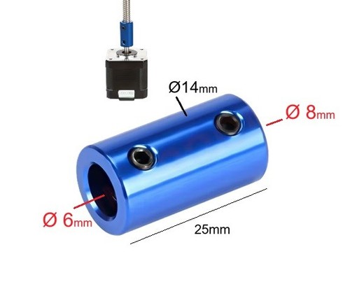 Wellenkupplung 6mm auf - , 8mm