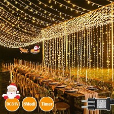 300 LED Lichtervorhang Weihnachtsbeleuchtung Fenster Innen Außen Deko mit Timer