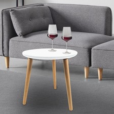 COUCHTISCH Beistelltisch weiß rund Wohnzimmertisch Sofa Tisch Kaffeetisch Holz