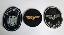 Vintage! 3 alte Stoffabzeichen Bahnpolizei Deutschland - Ärmelabzeichen Polizei