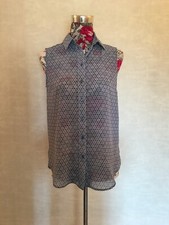 H&M Bluse Chiffon Neu 34/XS Blau Weiß