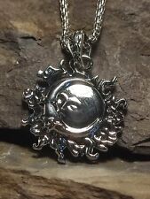 Damen Halskette in Silber strahlende Sonne - Mond schlicht und elegant