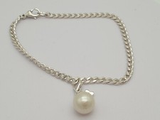 Silber Armband mit Akoya-Perlen Anhänger / 925 Sterlingsilber / 20,0cm / 8,2g