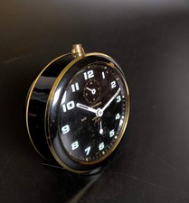 Edler Wehrle SANSSOUCI Wecker in schwarz und Gold, Vintage Tischuhr 