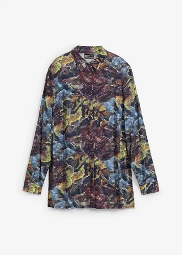Longbluse blau grau - gr.,