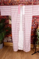 Vintage Kimono Yukata weiß rot kariert Baumwolle Bademantel Morgenrock