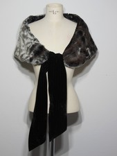 Damen Fell Bolero Kunstfell Stola Schal Schulterjacke Webpelz Grau/Schwarz