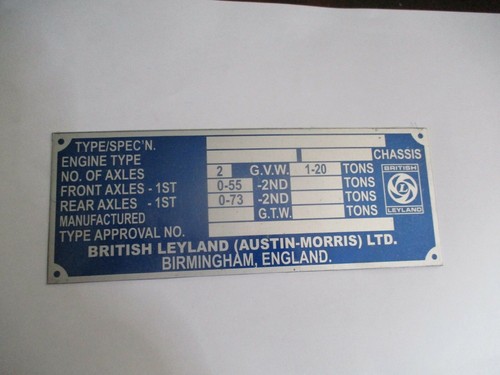 Typenschild british leyland - typenschild,