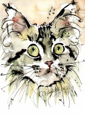 Original Aquarell einer Katze