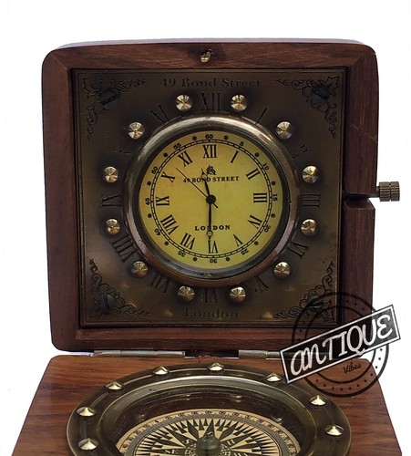 Vintage messing holz regal uhr - regal,
