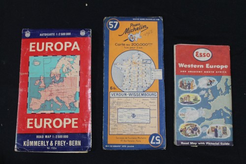 Vintage europe road maps - road, lot