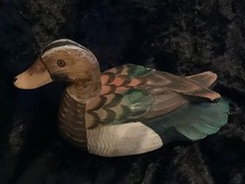 Figur  Ente  Stockente aus Holz Handarbeit bunt bemalt