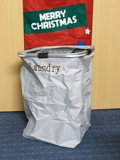 Wäschekorb 50x35cm Wäschetonne Silber Textil Wäschebehälter Tim Home Restposten