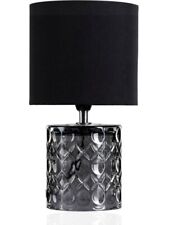 Pauleen Deko Tisch Lampe Leuchte CRYSTAL GLOW Glas Textil schwarz grau 15x28,5cm