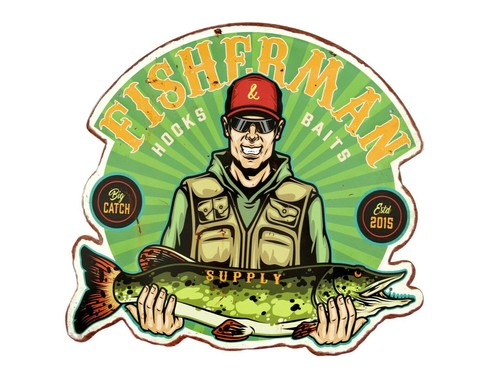 Blechschild fisherman angel - blechschild,
