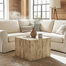 Neu Couchtisch  Massivholz Wohnzimmertisch Cube Holz Holzwürfel