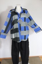 Sallie Sahne Lagenlook Bluse Tunika Shirt EG 46 48 50 schwarz grau blau