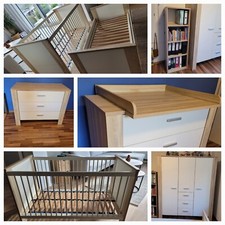 PAIDI Babyzimmer Kinderzimmer Adrian 6-tlg Schrank 2x Bett Wickel-Kommode Regal