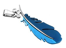 Edelstahl Anhänger Feder Indianer Blau-Metallic Damen-Schmuck Edelstahlschmuck 