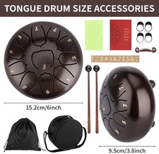 Zungentrommel 6 Zoll 11 Noten,Steel Tongue Drum mit Zubehörbox,Tasche & Musikbuc