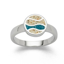 DUR Schmuck Ring STRANDWELLEN Strandsand, Steinsand, Silber 925/-rhod. (R5670)