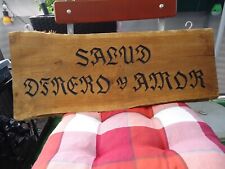 DEKO NATURHOLZ BAUMSCHEIBE SCHILD UNIKAT VINTAGE RUSTIKAL  SPANISCH SPRICHWORT