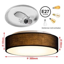 Deckenleuchte mit Stoff-Lampenschirm Wohnzimmerlampe Schlafzimmer Deckenlampe