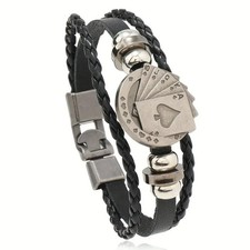 Poker Royal Flush Kartenspiel Kunstleder Manschette Armband NEU *UK-Verkäufer*