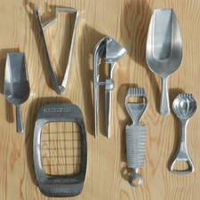 6 Vintage Küchenutensilien Aluminium Knoblauchpresse Schaufel Westmark Decorex Retro