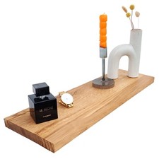 Wandregal aus Eichenholz mit Naturkante, Schweberegal aus Holz, + Befestigung