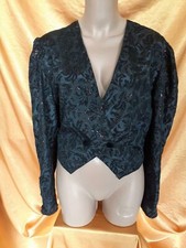 (B01) Bolero samtig glitzernd schimmernd Samt beflockt Gr. XL 44 schwarz Gothic