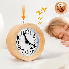 Retro Tischuhr aus Holz Tischwecker analog ohne ticken Analoger Wecker mit Licht