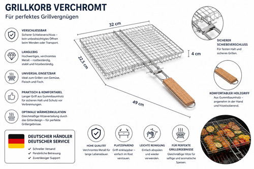Grillkorb grillrost verchromt - grillkorb,