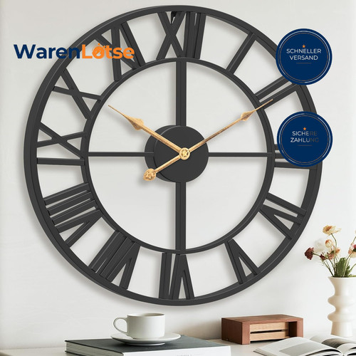 Wanduhr groß 50cm schwarz - wanduhr,