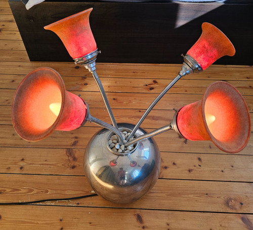 Silber farbene tischlampe - silber, mit