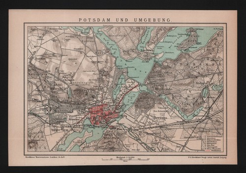 Landkarte map 1895 potsdam - map, 1895: