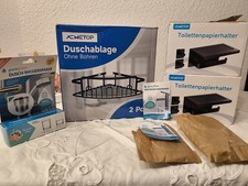 Sechsteiliges Badezimmer Set Duschablage, Toilettenpapierhalter, Wassersparer