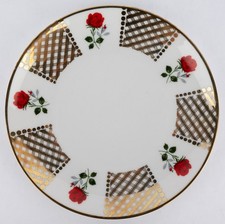 Winterling Bavaria Vintage Porzellan Teller mit Rosenmotiv und Golddekor 19 cm