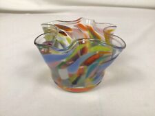 Design Bunte Glasschale Windlicht Taschentuchvase 8 x 13 cm geschwungen Form