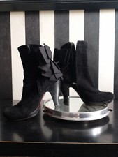 Chie Mihara Vintage Stiefel, Viktorianisch, Gr. 39,5 , Wildleder, schwarz