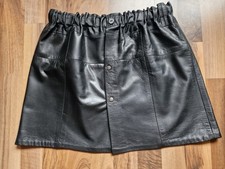 NEU butterweicher Echtleder-Rock Minirock Lederrock Gr.S-L schwarz Lamm Gummizug