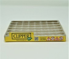 CLIPPER Ständer Aufbewahrung 48 Feuerzeuge gelb klar Kunststoff Pappe sammeln