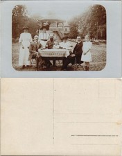Foto  Feine Herrschaften am Gartentisch - Pavillon 1914 Privatfoto