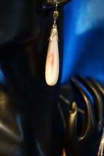 Ohrringe Hänger Gold Engelshaut Koralle Creme Lachs Jugendstil Hochzeit Event 3