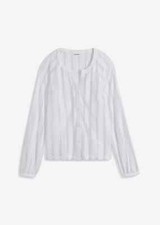 Shirtbluse Gr. 40/42 Weiß Damen Langarm transparente Bluse Tunika Oberteil Neu